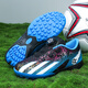 CYUB National Trend New Style Rotating Button Chaussures de football pour enfants pour garçons, filles, étudiants et enfants Velcro Breatchable TF Ornets Broken 6199 Nails cassés noirs et bleus 29