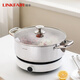 Lingfeng hot pot Yuanyang pot thickened 304 stainless steel pot three-layer steel cooking pot induction cooker gas stove universal gathering series for 4-7 people 5.5L 28cm
