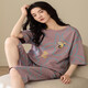 Jinrenchu ​​pajamas for women in summer pure cotton short-sleeved cropped pants dots can be worn outside for women's home clothing set 9856 Single size M code recommended for 80-100Jin [Jin equals 0.5 kg]