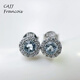 CAJJ Francois 0.45 carat aquamarine stud earrings 925 silver classic surround daily wear natural colored gem aquamarine stud earrings