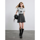 Sancai 2025 autumn new miu style gray waist pleated skirt skirt A-line short skirt petite M