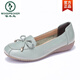 Specht Frühlings- und Sommer mittleren Frauenschuhe der Frauen Schuhe der Flache Fersenschuhe echte Leder-Single-Schuhe weiche Sohle Bohnenschuhe Frauen großer sachlicher Mund mittlerer und älterer Lederschuhe 1695 Schwarze Einzelschuhe 42