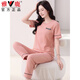 Pajamas Yalu pour les femmes en été coton pur pant pantalon à manches courtes 2025 Nouveau costume pour les vêtements d'été entier peut être porté à l'extérieur de 7374 haricot sans pair sans pair m 80-100jin [Jin est égal à 0,5 kg]