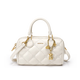 JUST STAR Waffle Boston Bag Women's 2025 New Handbag Light Luxury One-Shoulder Crossbody Bag Commuter Pillow Bag Cream White Fashion High-end Brand Birthday Gift Women