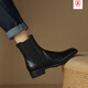 Belle-Ta Serie marca Bote Broken Code Full Cow Winde Toe Boots for Women 2025 Autumn and Winter New Style Plus Velvet Soft Sole Botas cortas Tacón grueso Single [Soft Cow Wide] 3 cm 35
