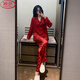 Langsha (Langsha) Pyjama printemps et été pour les femmes pour les manches longues en soie à glace d'automne Ensemble en deux pièces pour les femmes 2025 NOUVEAU COMMISSEMENTS MINEURS 724 JACQUARD-WHITE PLAID (SET) M (Recommandé 90 Jin [Jin est égal à 0,5 kg]))