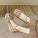 Belle escaliers Sandales à talon pour femmes, été 2025 Nouvelles sandales de sangle épaisses, chaussures de femmes à talons hauts exquis, couleur abricot 36