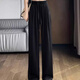 Pierre cardin acetic acid satin ice silk wide-leg pants for women in summer thin straight high waist drooping floor casual sun protection quick-drying pants 691# cement grey [extra-long version] S [recommended 90Jin [Jin equals 0.5 kg] below]
