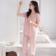 Modal 2025 pijama nuevo con almohadilla de cofre para mujeres para mujeres para algodón de verano Pantalones cortados de manga corta para mujeres para el verano delgado de ropa para el hogar LSF-695 Polvo blando L 165 Peso recomendado 105-125Jin [Jin equivale a 0.5 kg]