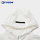 Fila Fusion Trendy Marke gewebte Jacke für Frauen Herbst New Lose Sun Protection Long Kapuze-Top offizielles Flaggschiff Cloud White-Wt XS 155/76A