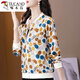 Woodpecker beautiful top mother suit spring and summer chiffon sunscreen clothes for women with fashionable polka dot printed zipper cardigan baseball uniform 8043 colors 2XL