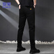 ROMON jeans men's autumn and winter business casual straight trousers men's stretch slim pants black 32