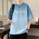 Buntes Edelstein Sommer Trendy kurzärmelige T-Shirt Jugend losen losen gutaussehenden Top 695 Meter Weiße (Qualitätsgarantie) M ungefähr 70-95 Jin [Jin ist 0,5 kg]