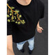 Camiseta estadounidense de manga corta bordada de peso pesado de Du Xiaoxian para niños en verano y guapo Cityboy Pareja de camiseta de media manga DSA486-CXT2691 Negro [alta calidad] XL [recomendado 120-140Jin [Jin equivale a 0.5 kg]]]