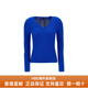 Polo Ralph Lauren拉夫劳伦女士毛衣纯色粗绞花V领针织毛衣女士送女友男友 宝蓝色 M