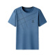 Middle-aged and elderly summer round neck short-sleeved T-shirt for middle-aged men's cool ice silk casual top Daddy suit summer suit men 691 Navy Blue One size 165/S (recommended 110 Jin [Jin equals 0.5 kg] or less)