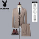 Playboy commuter business large size two-button suit suit men's high-end Korean style slim formal casual suit three-piece suit white three-piece suit XL