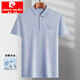 Pierre Cardin im mittleren Alter der Herren Revers kurzärmeligte T-Shirt Daddy Anzug Sommerdünn Polo-Hemd mittlere und ältere Eisseide halbärmelige Männer alte Mann T Ice Seide-9855 Graues echtes Taschen M 48/165