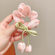 Garenbei's new spring-flavored shimmering tulip bow large intestine hair tie for girls, sweet and western style flower tassel hair tie, one pink + purple tulip hair tie