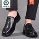 Woodpecker leather shoes for men 2025 spring and autumn genuine leather men's shoes for business casual formal wear British soft sole non-slip middle-aged dad shoes GZ-H6626 black 46