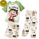 G.Duckkids Kinderpyjamas Little Boy Modal Dünner Sommer Junge mittelgroße Kinder Drei-teilige Heimkleidung Nezha Frühling und Sommer 1H-ST-12347 170 8 Größen (100-110) cm