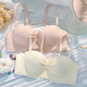 Ropa interior de dos puestos sin deslizamiento sin correa para mujeres con una pequeña reunión de pecho sin anillo y sujetador de verano antihorada antihorada, sujetador trasero sin marca, champán blanco + tono de piel rosa Valor 2 paquetes 85A 38B