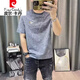 皮尔卡丹（pierre cardin）短袖t恤男2025夏季新款男士满身卡通印花修身半袖棉t汗衫上衣 829短袖黑色 M
