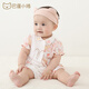 
Bali little pig girl summer short-sleeved thin bunny clothes sweet princess style clothes outfit baby summer jumpsuit peach blossom bloom 90cm