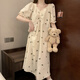 
Zimu Yaju summer cloud cotton nightgown for women's chest pad design sweet loose short-sleeved home clothes dress #QSM-9871 with chest pad removable M 160 Recommended weight [75-100]Jin[Jin equals 0.5 kg]