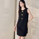 
ROEYSHOUSE ROYSHOUSE slim sleeveless dress for women 2025 summer new fashion round neck straight skirt 12045 black S