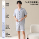 
Yalu pajamas men's ice silk three-piece summer thin skin-friendly, breathable, simple and comfortable casual home clothing set 14904+15904 (short sleeves + shorts + trousers) L