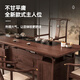 Ningguxuan ebony wood tea table and chair combination solid wood tea table large board living room with kettle integrated coffee table office complete set wet bubble table + 1 official hat chair + 4 arm chairs + stone tea tray 1.8m empty valley orchid carved dark pattern atmospheric storage feet