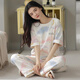 Pajamas de coton pur modal Pure pour femmes pantalons à manches courtes, tous les cotons, peut être porté à l'extérieur, doux vêtements décontractés pour les filles. Z9716 L Size recommandés pour 100-120 Jin [Jin est égal à 0,5 kg]