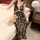 LangSha (LangSha) Princess Style Pajamas for women in summer sleeveless chest pad nightgown sexy internet celebrity girl new long skirt outside home clothes Lemon yellow 9906D with removable chest pad M 75-100Jin [Jin equals 0.5 kg]