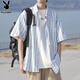 
Playboy (PLAYBOY) short-sleeved shirt for men ice silk casual shirt for men jacket for men summer high-end stripes thin trendy top