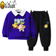 G.DUCKKIDS男童套装春秋潮童POLO领卫衣休闲两件套外穿帅气潮流小男孩衣服 湖蓝T753+灰裤T754 cm 建议身高110-120 120