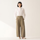 无印良品（MUJI）女式 丝光斜纹 桶型宽版裤 裤子女款25年秋季女装 BE1TEC5A 深米色 M （160/66A）
