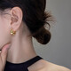 Ruihongxiang 999 sterling silver earrings water drop circle metal earrings light luxury high-end temperament earrings 2025 hot style earrings 999 sterling silver earrings - large gold - water drop earrings