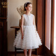 Aianjiu high-end show wedding flower dress girls evening dress white princess skirt children's dress fashionable gift spring