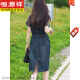 恒源祥假两件牛仔背带裙女夏季新款洋气收腰显瘦小个子时尚休闲连衣裙潮 黑色 M 85-105斤