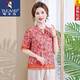Woodpecker mother shirt for women's fashionable new style middle-aged and elderly summer short-sleeved top fashionable jacket Burgundy XL 90-105Jin[Jin equals 0.5 kg]