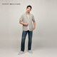TOMMY HILFIGER [Breathable Poplin] Summer Men's Pure Cotton Business Casual Plaid Short Sleeve Shirt Shirt Men's Jacket 35440 Gray Plaid L9F L (Recommended: 150-165Jin [Jin equals 0.5 kg])