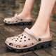 Ningmeng big foot wide foot hole shoes men's extra-large size sandals summer breathable non-slip dual-purpose slippers plus fat and larger beach shoes S9859 khaki 47