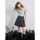 Sancai 2025 autumn new miu style gray waist pleated skirt skirt A-line short skirt petite M