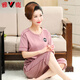 Yalu high-end pajamas for women in summer pure cotton short-sleeved cropped pants middle-aged and elderly mothers in summer thin style can wear home clothes outside blue pure cotton-NXF9856 M [80-100Jin [Jin equals 0.5 kg]]
