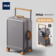DULA suitcase trolley case multifunctional USB large capacity travel password case leather case rusty gray brown 26 inches
