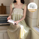 Charge de nuit à manches courtes avec poitrine nuage de coton de couleur solide pyjamas pour femmes en été sweet princess style et peut être porté à l'extérieur des vêtements de maison y671 # abricot m