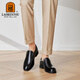 LAORENTOU leather shoes men's new top layer cowhide breathable non-slip one-leg middle-aged business casual leather shoes LA223 black 39