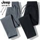 JEEP SPIRIT Spring, Autumn and Winter Casual Pants Men's Pure Cotton Sports Pants Men's Loose Plus Size Plus Size Velvet Thickened Straight Long Pants Black Straight (Style) Plus Velvet 2XL 120-140Jin Jin is equal to 0.5 kg