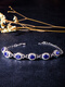 IosnIOSN Sapphire Bracelet S925 Sterling Silver Tanzanite Color Fashion Small Fresh Simple Versatile Heart Gemstone Bracelet Sapphire Bracelet 16-19CM Adjustable